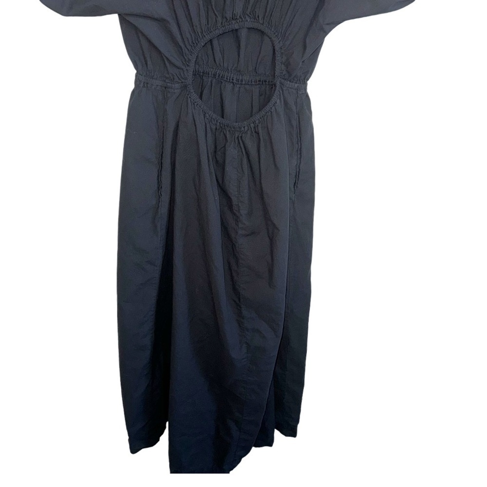 Stateside Black Summer Midi Dress Puff Sleeve Sz Large Coastal Beachy - Picture 4 of 13